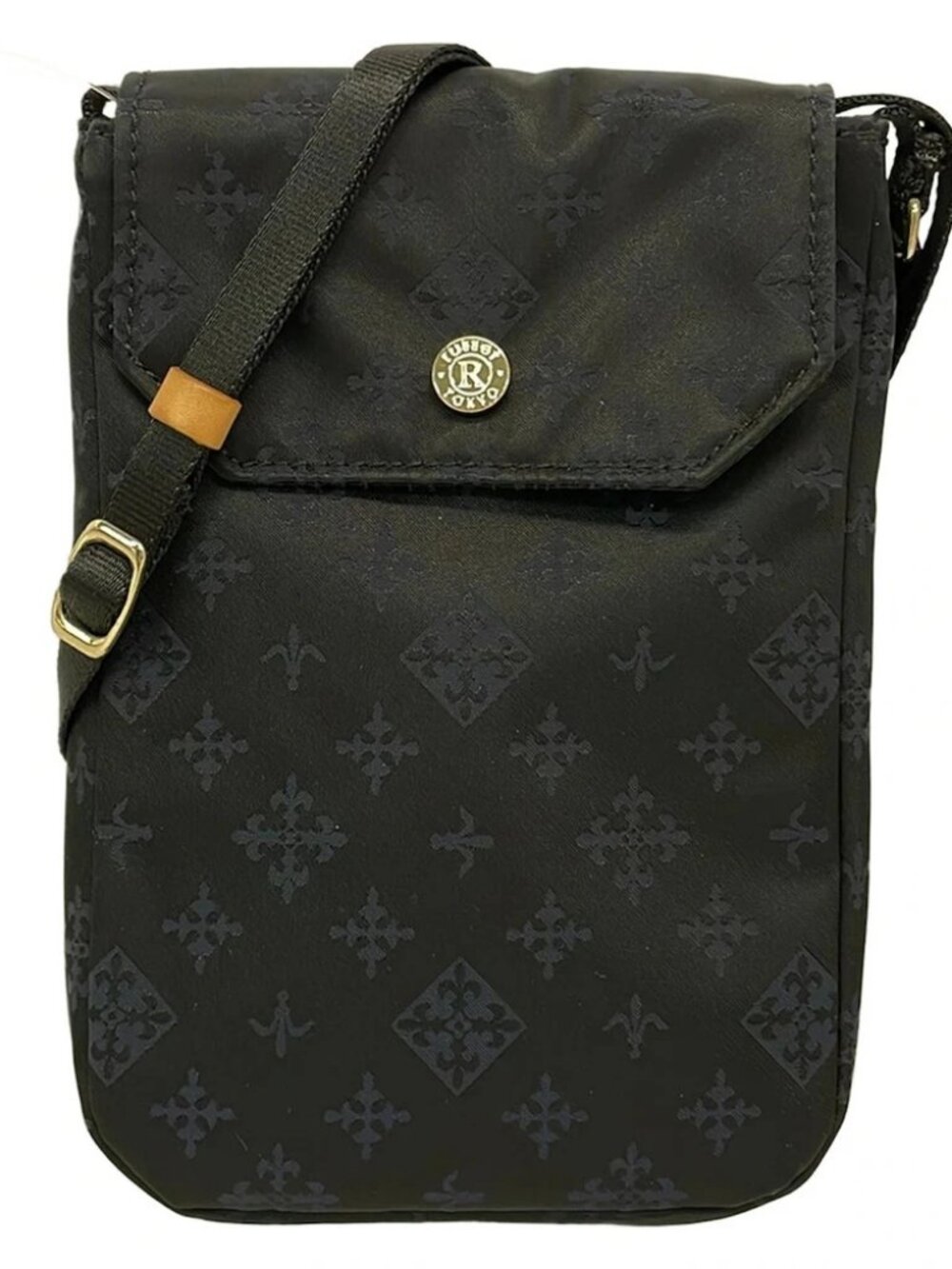 russet Navy Nylon Leather Shoulder Bag